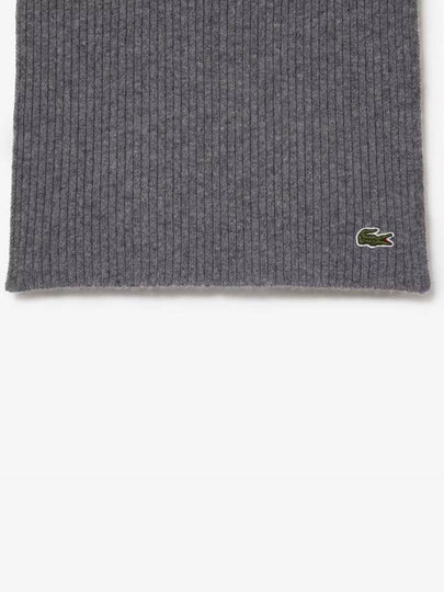 Wool knit scarf gray unisex winter scarf - LACOSTE - BALAAN 2