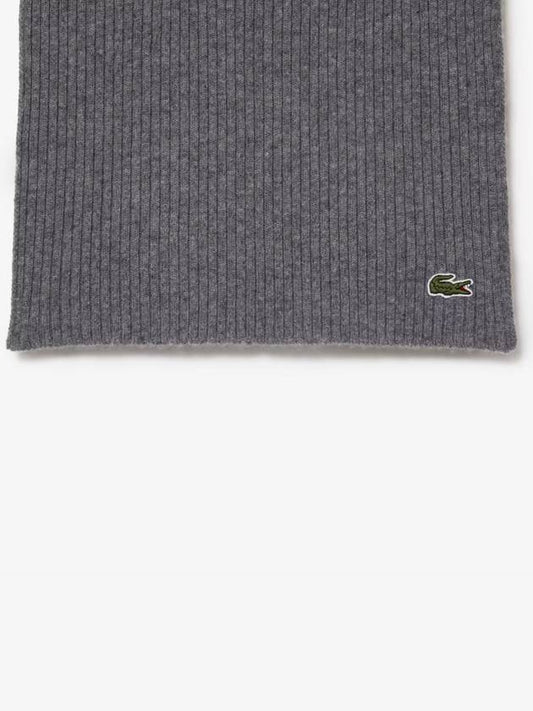 Wool knit scarf gray unisex winter scarf - LACOSTE - BALAAN 2