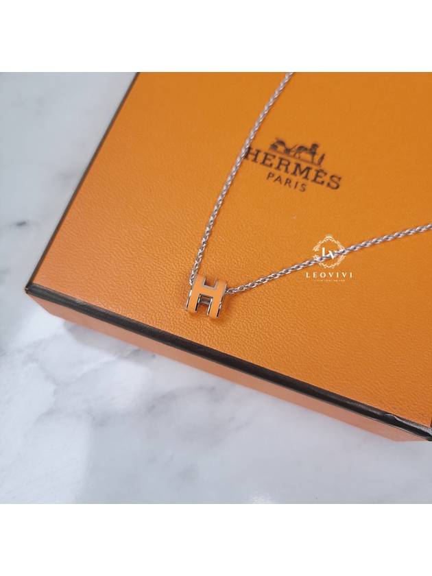 Mini Pop-Ache H Pendant Silver Necklace Orange - HERMES - BALAAN.