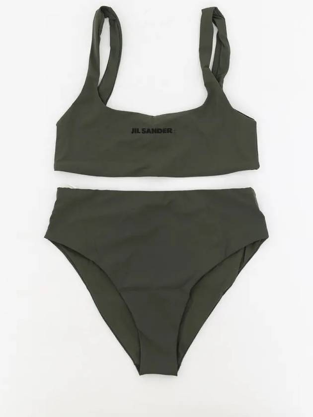 Logo Print Square Neck Bikini Dark Green - JIL SANDER - BALAAN 2