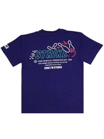 Bowling Strike Printing Overfit Short Sleeve T-Shirt Purple - CODE I'M - BALAAN 1