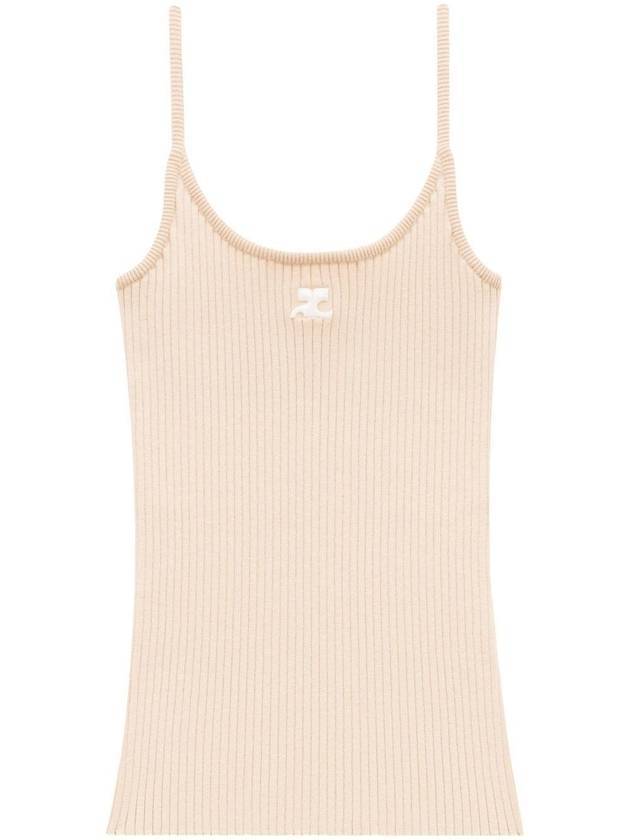 Logo Knit Sleeveless Beige - COURREGES - BALAAN 1