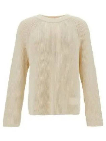 Logo Patch Basic Knit Top Ivory - AMI - BALAAN 2