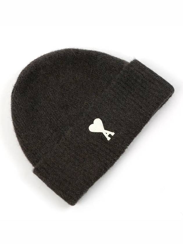 Logo Patch Knit Beanie Dark Gray - AMI - BALAAN 6