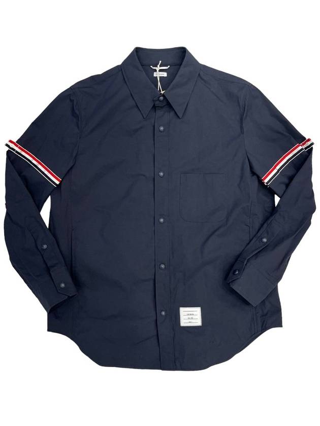 Three Stripes Armband Nylon Long Sleeve Shirt Navy - THOM BROWNE - BALAAN 2