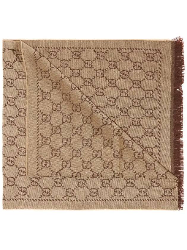 GG Jacquard Pattern Knit Muffler Light Brown - GUCCI - BALAAN 3