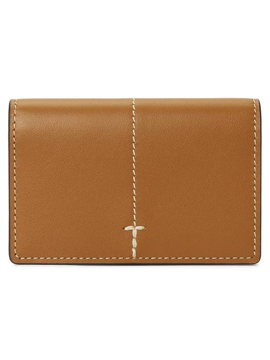 Men's Stitch Detail Calf Leather Card Wallet Brown - TOD'S - BALAAN 1