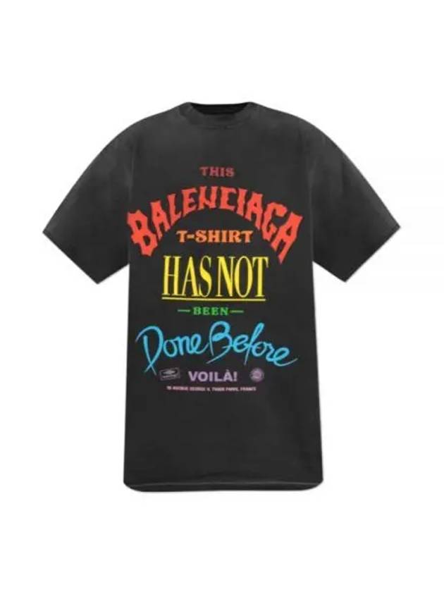 Slogan Print Oversized Short Sleeve T-Shirt Black - BALENCIAGA - BALAAN 2