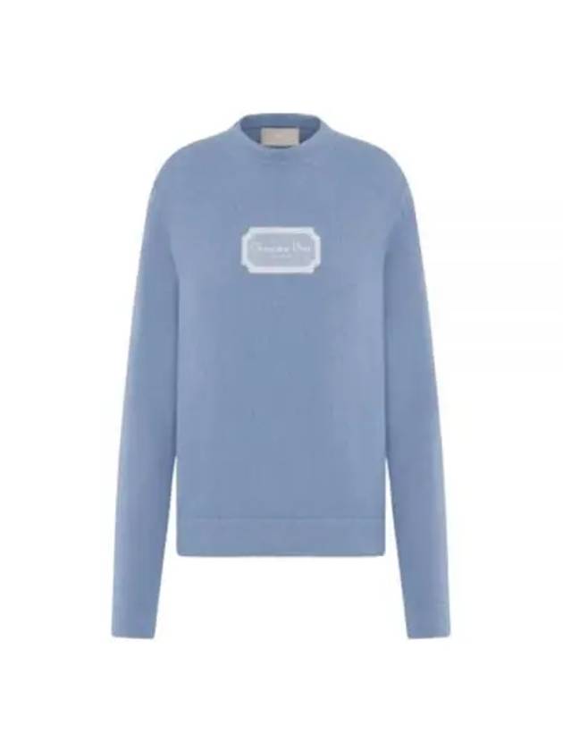 Couture Embroidered Cashmere Jersey Knit Top Blue - DIOR - BALAAN 2