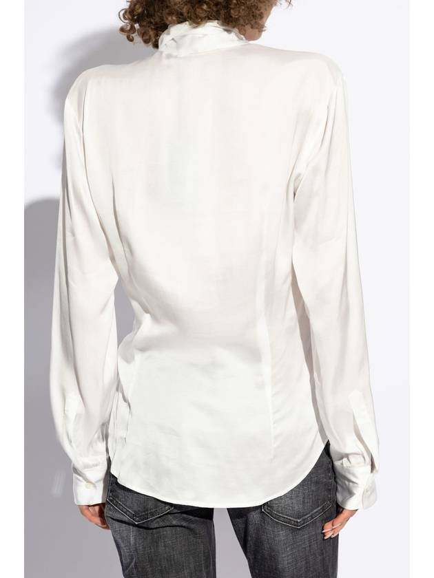 Dsquared2 Shirt With Decorative Tie At The Neckline, Women's, White - DSQUARED2 - BALAAN 4