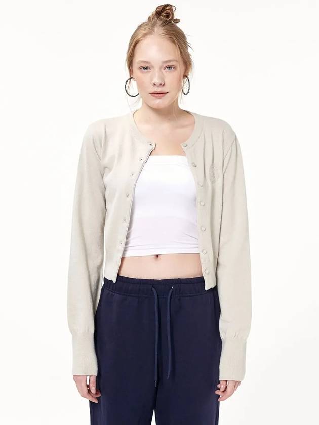 WOOL SYMBOL CARDIGAN PALE BEIGE - ASCENTCITY - BALAAN 8