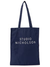 Logo Print Small Tote Bag Navy - STUDIO NICHOLSON - BALAAN 2