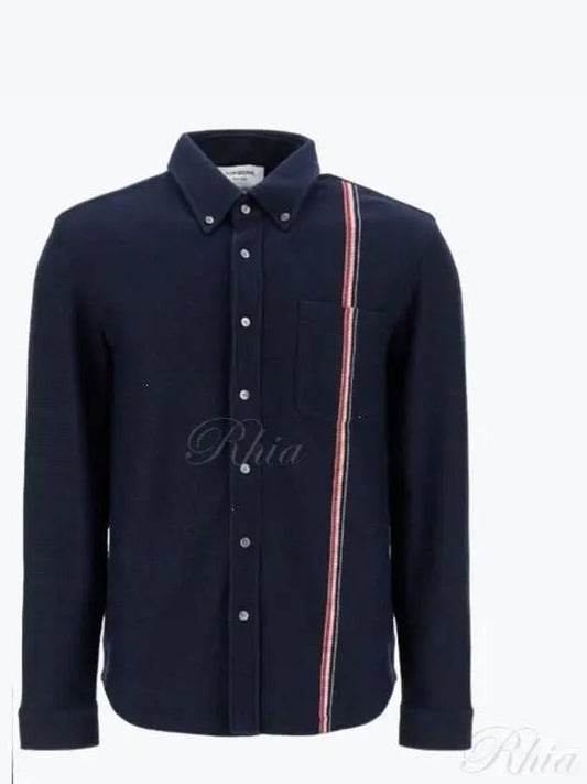 Double Face Knit Long Sleeve Shirt Navy - THOM BROWNE - BALAAN 2