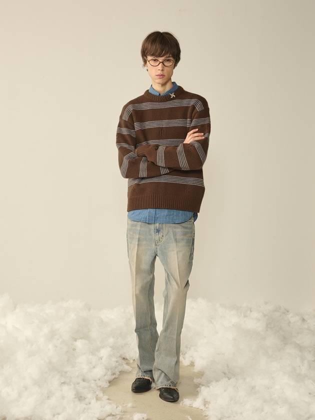 Punching Stripe Sweater Brown - KINETO - BALAAN 2