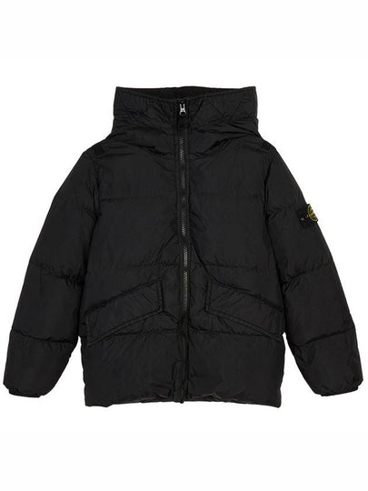 Kids Garment Dyed Crinkle Reps Recycled Nylon Down Padding Black - STONE ISLAND - BALAAN 2