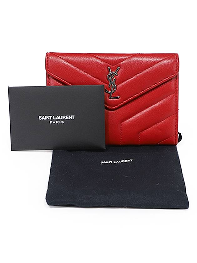 Saint Laurent 504668 Red Y Quilted Lulu Envelope Card Medium Wallet - SAINT LAURENT - BALAAN 1