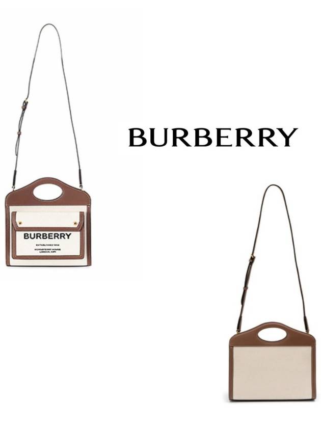 Mini Two-Tone Canvas And Leather Pocket Bag Natural Malt Brown - BURBERRY - BALAAN 8