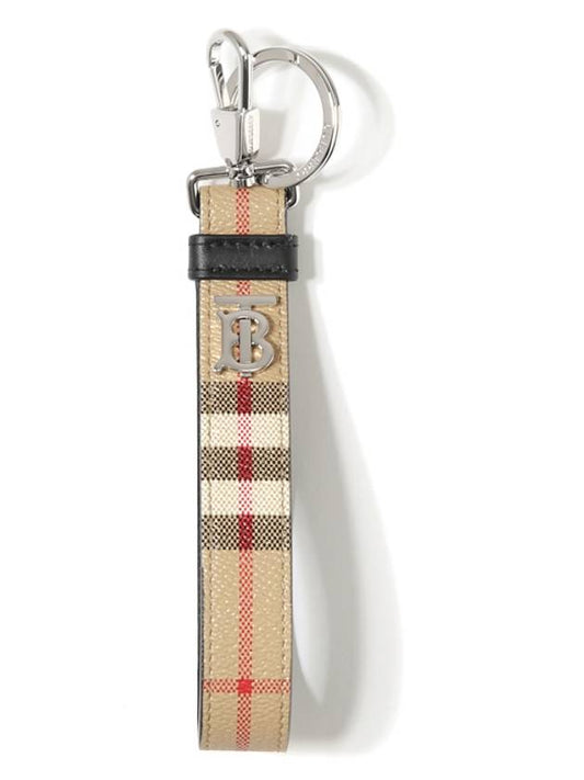 Monogram Motif Check Key Holder Beige - BURBERRY - BALAAN.