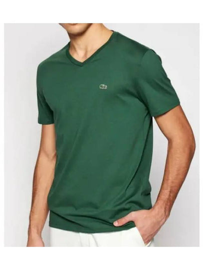 Men's Logo V-Neck Short Sleeve T-shirt Green - LACOSTE - BALAAN 2