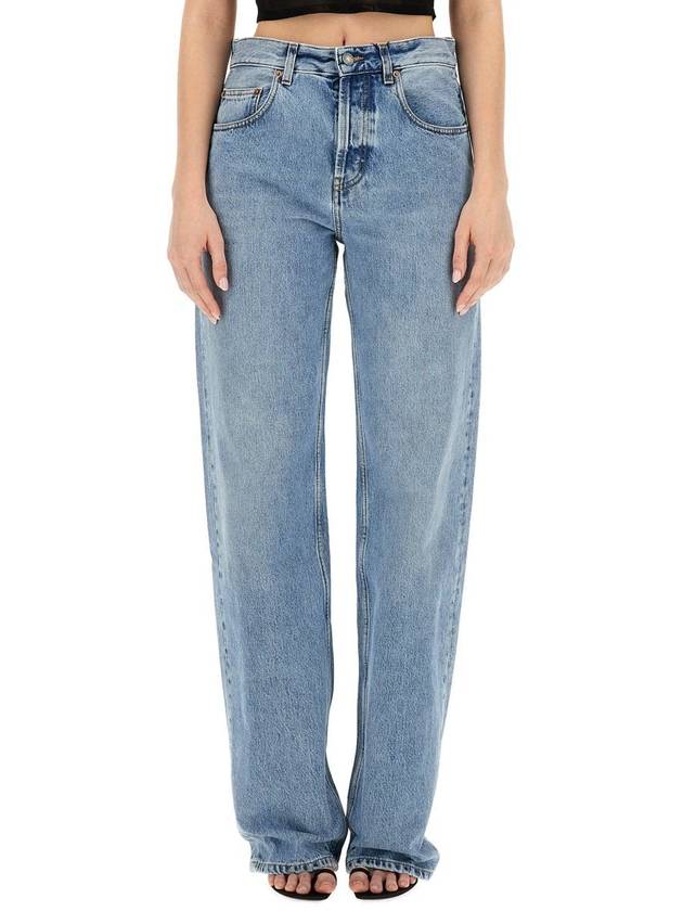 Loose Fit Denim Straight Pants Blue - SAINT LAURENT - BALAAN 2