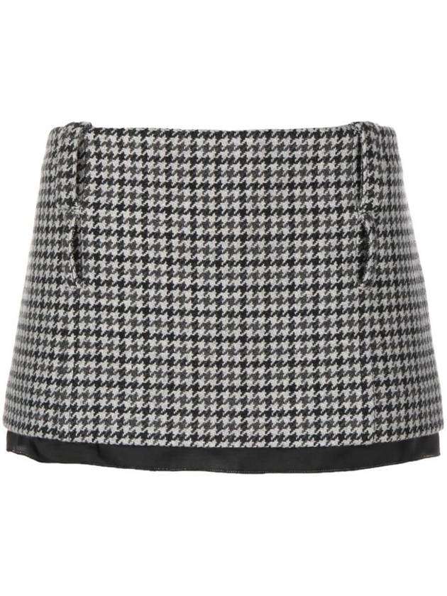 Houndstooth Check Mini A-Line Skirt White Black - MIU MIU - BALAAN 2