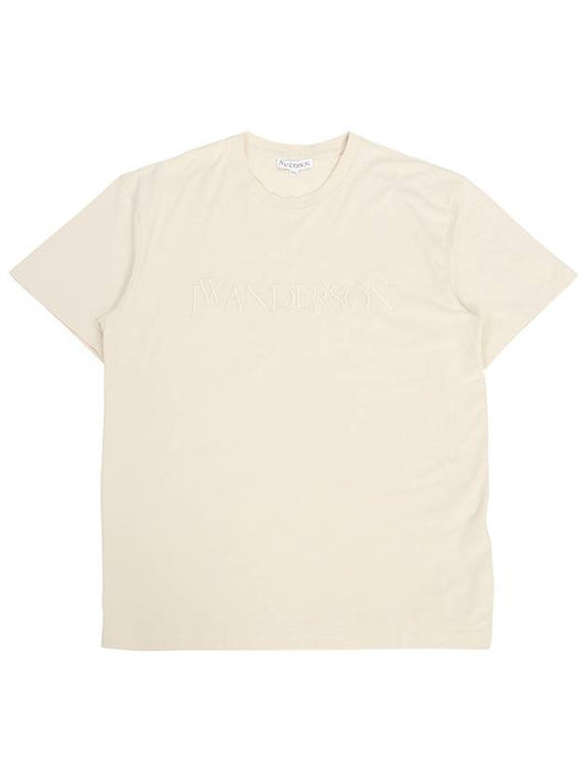 Embroidery Logo Cotton Short Sleeve T-Shirt Beige - JW ANDERSON - BALAAN 2