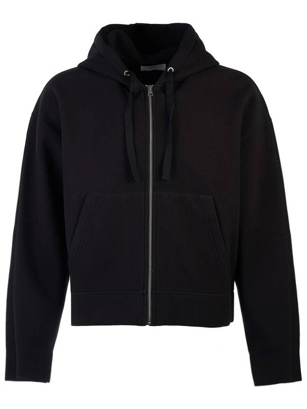 Wool Viscose Zip-Up Hoodie Black - AMI - BALAAN 2