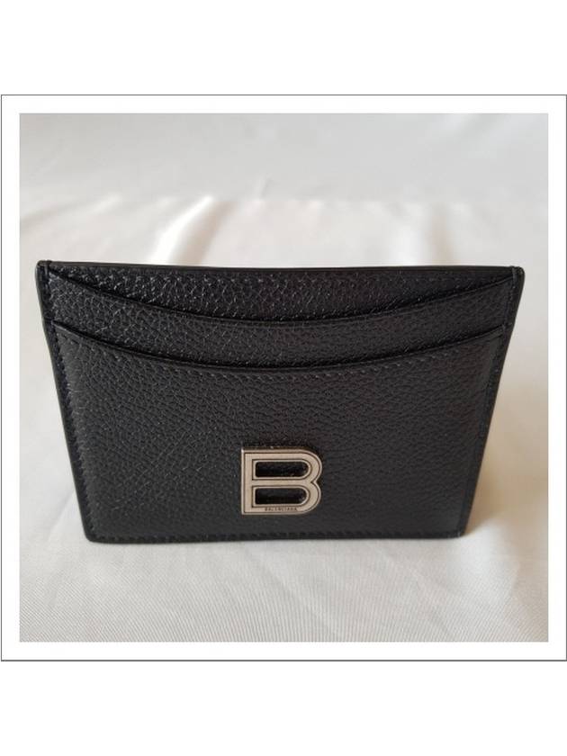 Silver B Logo Hourglass Two Stage Card Wallet Black - BALENCIAGA - BALAAN 3