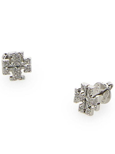 Crystal Logo Stud Earrings Silver - TORY BURCH - BALAAN 2