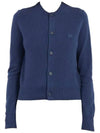 Wool Crew Neck Cardigan Blue - ACNE STUDIOS - BALAAN 2