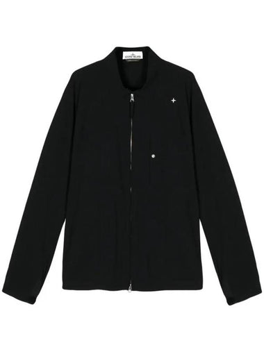 Stellina Embroidered Oversized Shirt Jacket Black - STONE ISLAND - BALAAN 1