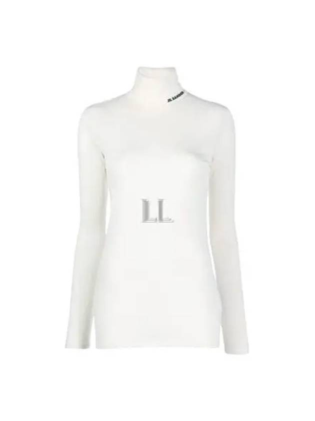 Women's Logo Print High Neck Long Sleeve T-Shirt Natural - JIL SANDER - BALAAN 2