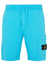 Men's Fleece Bermuda Shorts Sky Blue - STONE ISLAND - BALAAN 2