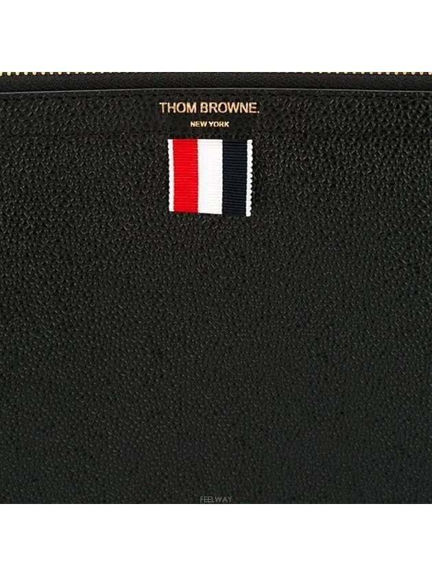 Pebble Grain Leather Large Zipper Laptop Holder Black - THOM BROWNE - BALAAN 4