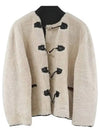 Women Teddy Shearling Jacket Cream - TOTEME - BALAAN 3