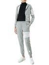 Engineered 4-Bar Stripe Loopback Jersey Knit Zip Up Hoodie Light Grey - THOM BROWNE - BALAAN 3