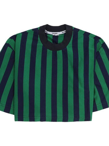 Striped pattern crop t shirt green SN2PWH05AP JE130 R24 - SUNNEI - BALAAN 1