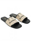 Label Print Gabardine Leather Slippers Beige - BURBERRY - BALAAN 2