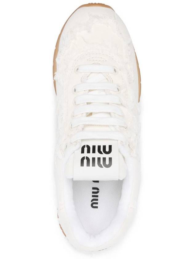 Cotton Denim Low Top Sneakers White - MIU MIU - BALAAN 5