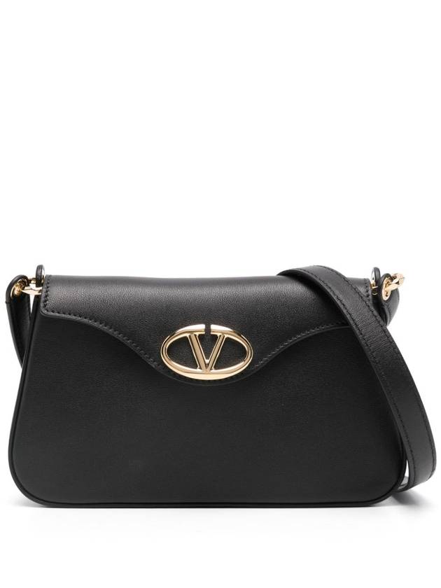 Logo Plaque Fold Over Cross Bag Black - VALENTINO - BALAAN 2