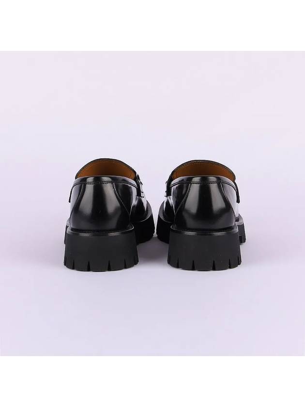 Loafer with Interlocking G Black Leather - GUCCI - BALAAN 6