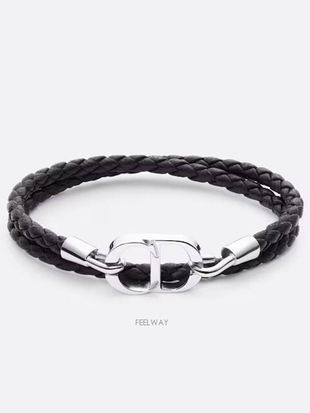 CD Icon Braided Leather Bracelet Black - DIOR - BALAAN 2