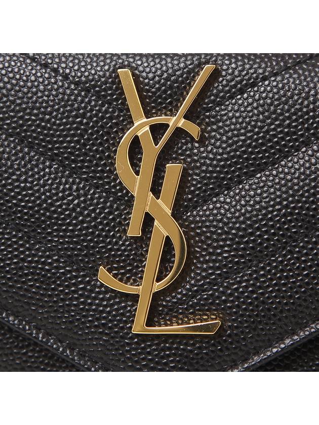 Matelasse Monogram Quilting Flap Half Wallet Black - SAINT LAURENT - BALAAN 5