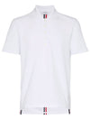 Men's Cotton Pique Center Bag Striped Short Sleeve Polo Shirt White - THOM BROWNE - BALAAN 3