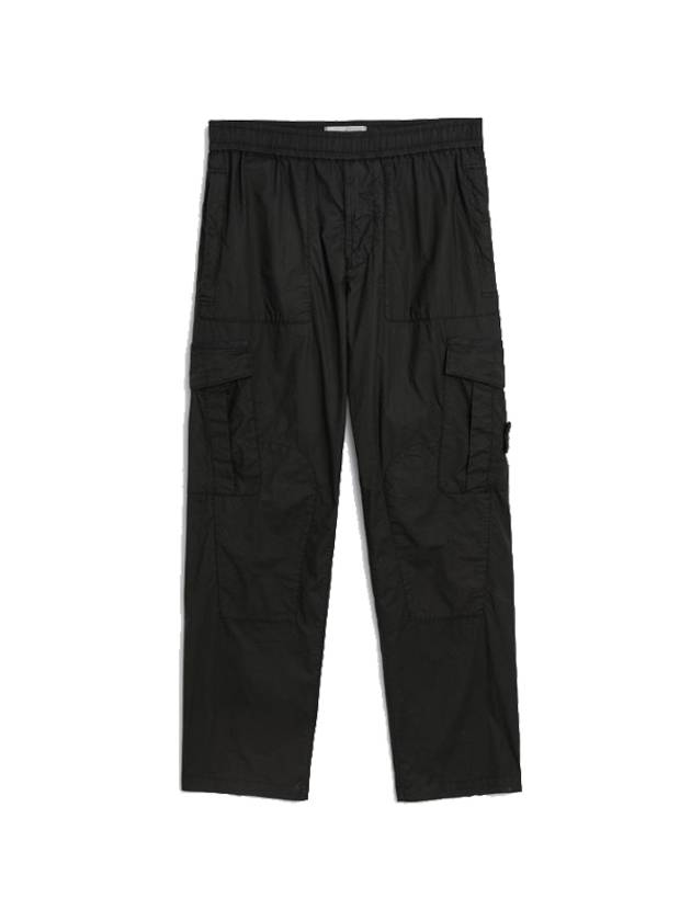 Stretch Cotton Tela Paracadute Garment Dyed Cargo Pants Black - STONE ISLAND - BALAAN 1