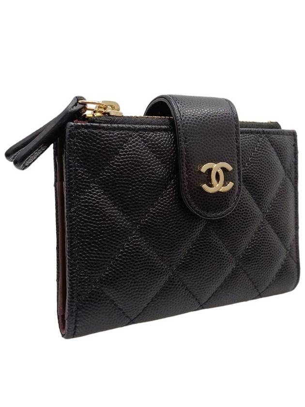 Women s AP1928 Classic Double Zipper CC Logo Caviar Siamese Card Wallet - CHANEL - BALAAN 2