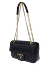 Goffre Leather Chain Shoulder Bag Black - PRADA - BALAAN 3