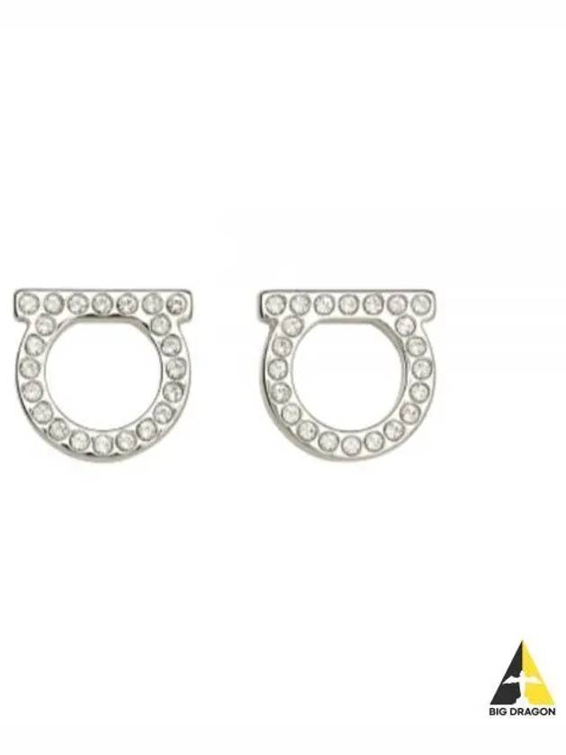 Gancini Crystal Large Earrings Silver - SALVATORE FERRAGAMO - BALAAN 2