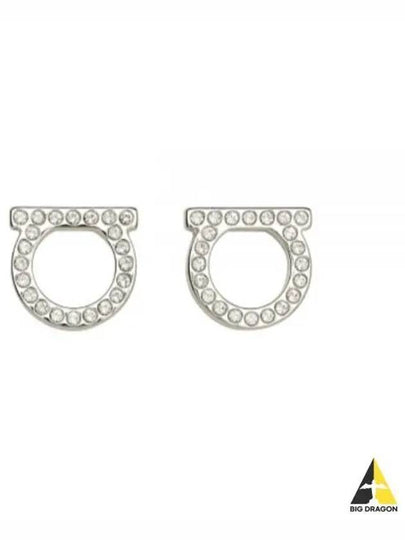 Gancini Crystal Large Earrings Silver - SALVATORE FERRAGAMO - BALAAN 2