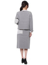 Double Face 4Bar Wool Cardigan Grey - THOM BROWNE - BALAAN 6